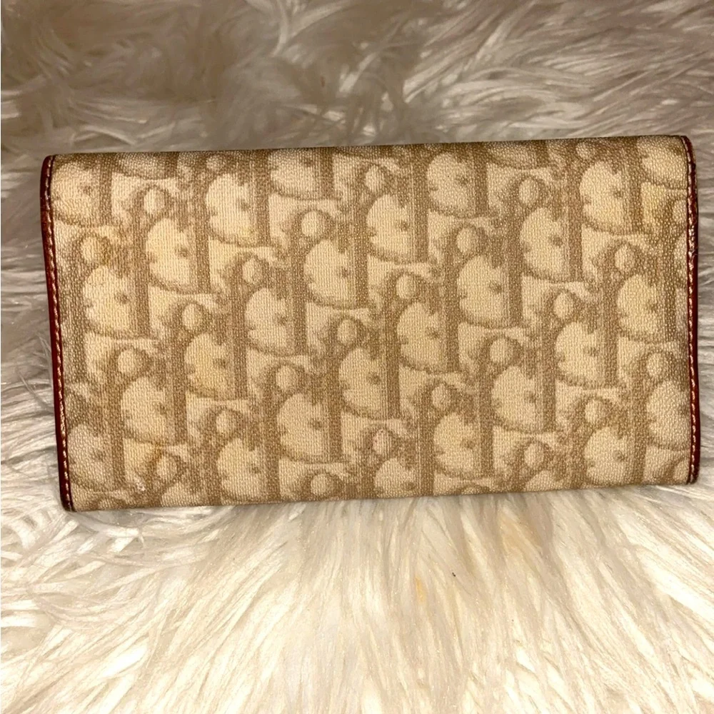 Rare CHRISTIAN DIOR Vintage Trotter Monogram Pattern Long Bifold Wallet
